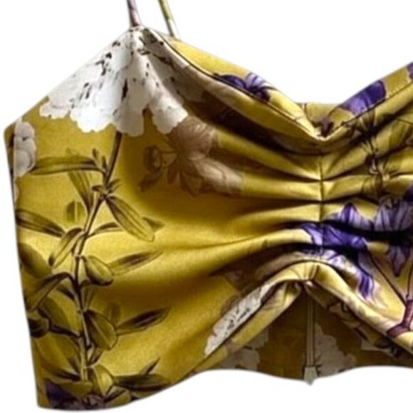 Eugenia Fernández Viena Orquídea Floral Crop Top Yellow Purple Resort M - Picture 6 of 9